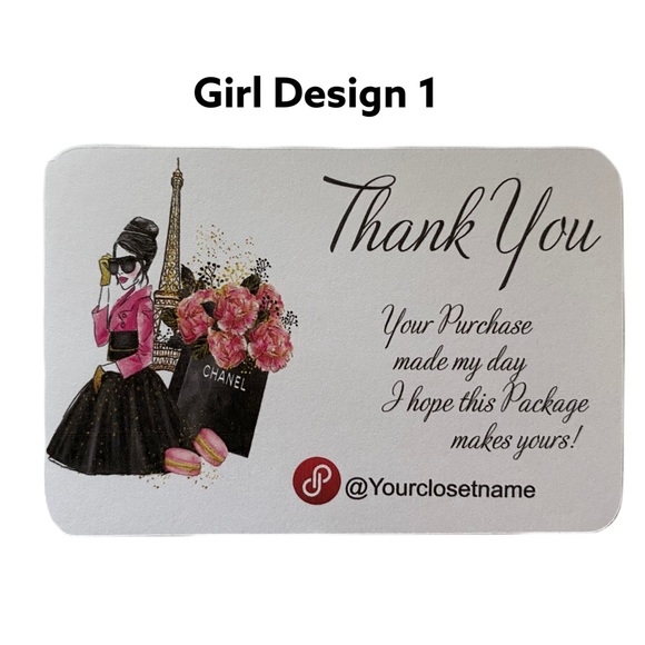Thank you Cards,Thank You Card with  Paris Fashion Girl  Design Set of  60 - Picture 3 of 15
